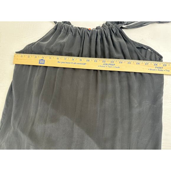 Banana Republic Trina Turk Silk Pleated Tie Front Tank Top Black Vacay Summer XS - Picture 8 of 8